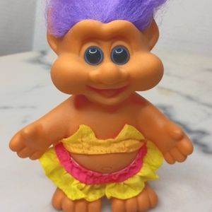 Vintage Troll Doll Big Cheeks Blue Eyed and Purple Hair pointy ears 1991